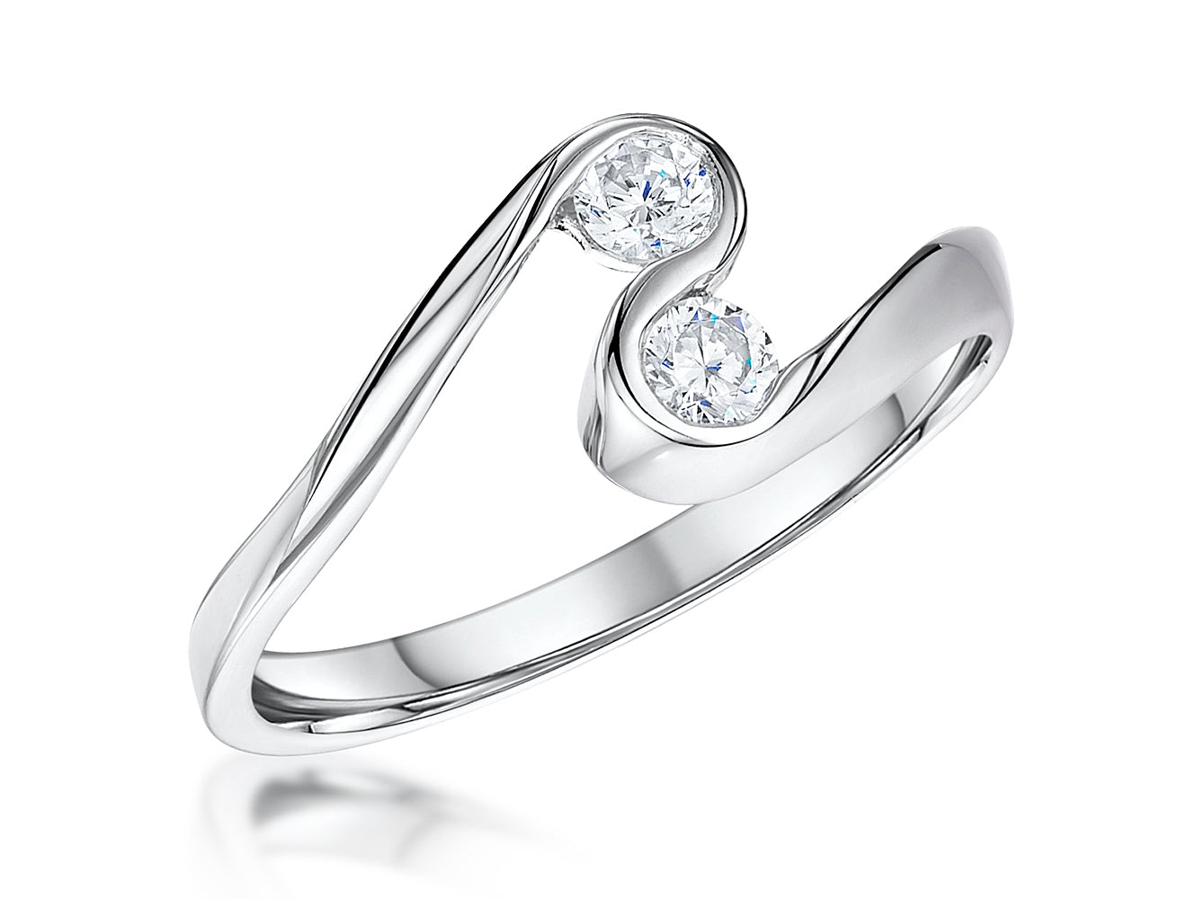 Sterling Silver Cubic Zirconia S Shape Ring