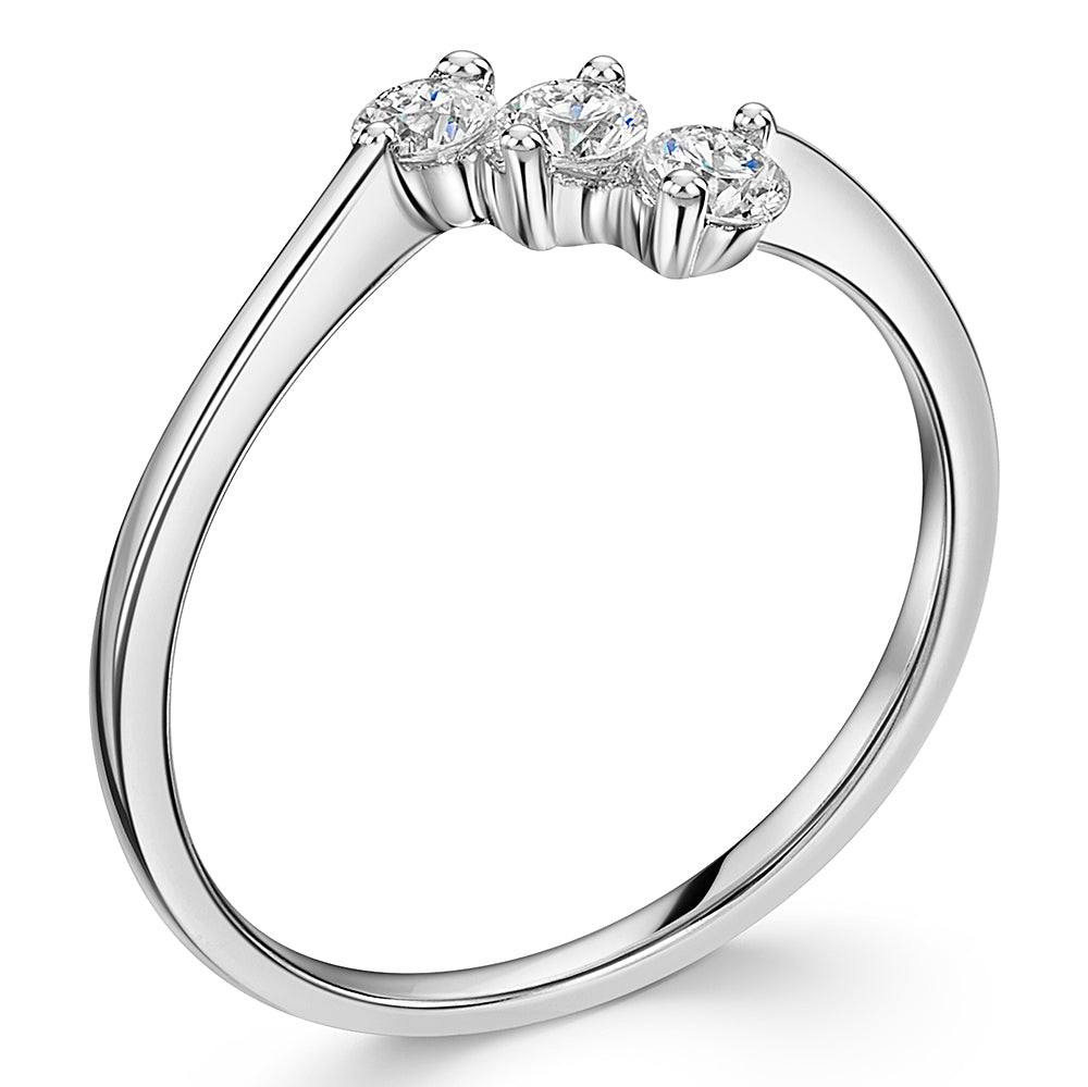 Sterling Silver Ring With A Row of 3 Cubic Zirconias