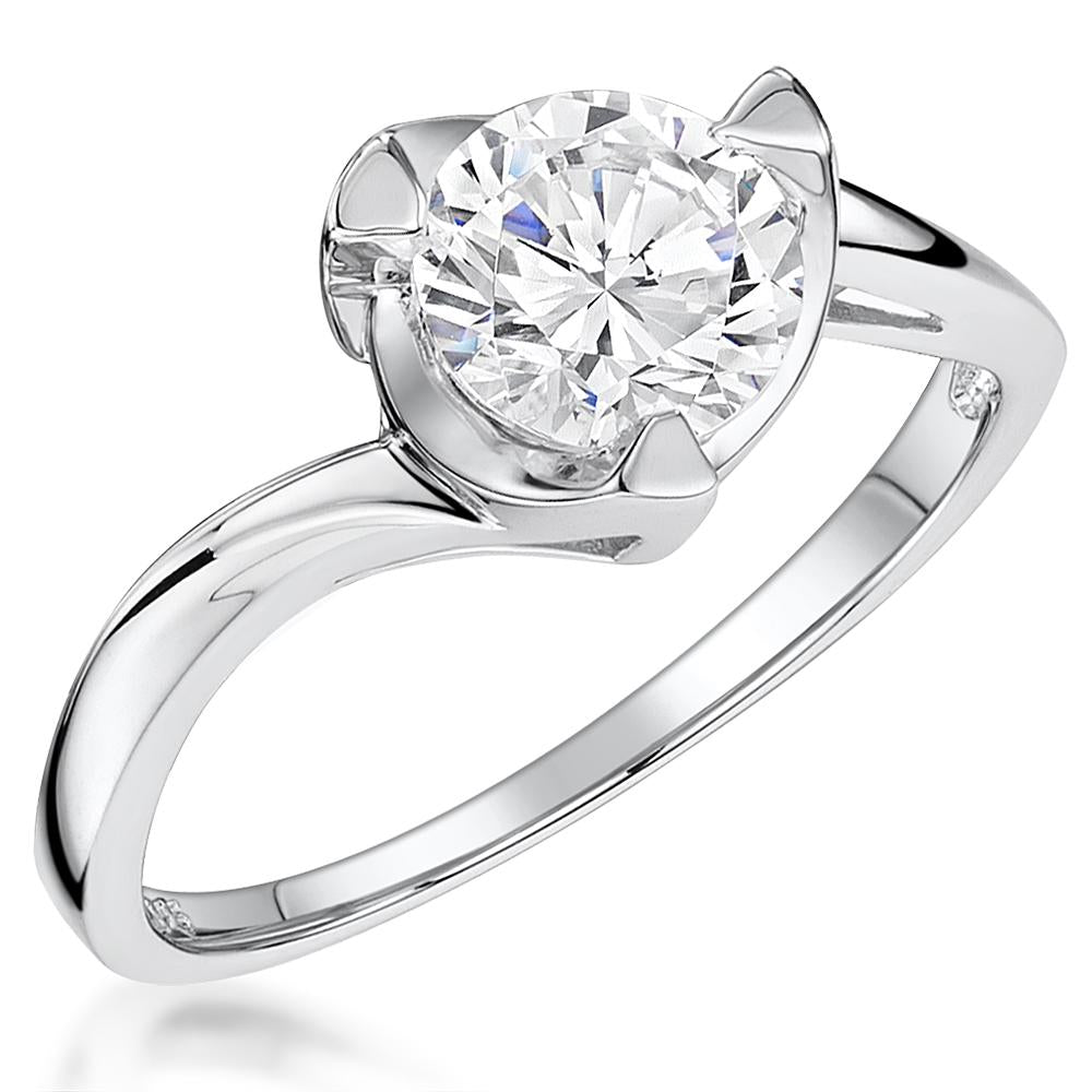 Sterling Silver Twisted Set Solitaire Ring