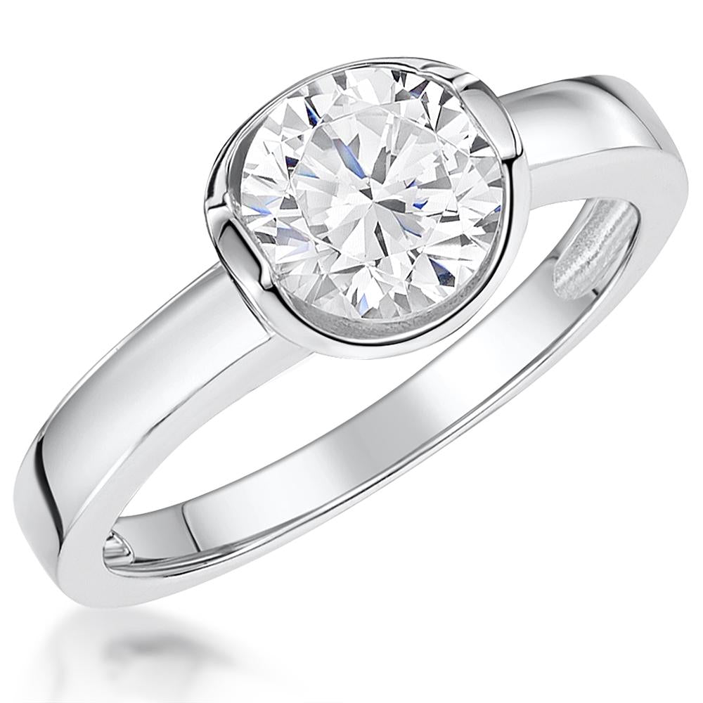 Sterling Silver Open Bezel Set Solitaire Ring