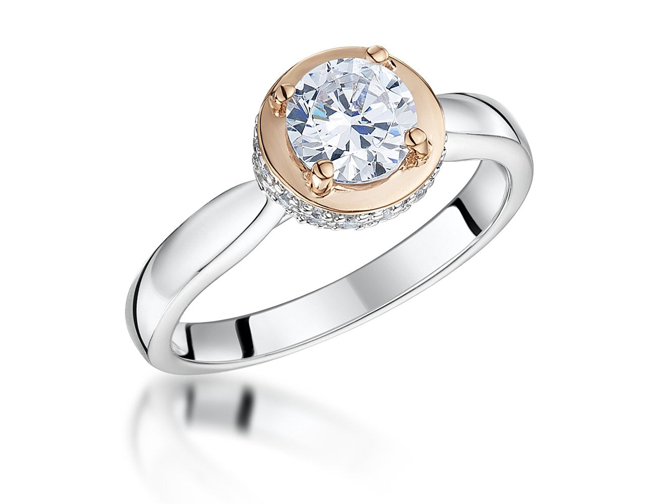 Sterling Silver Rose Gold Surround Half Carat Ring