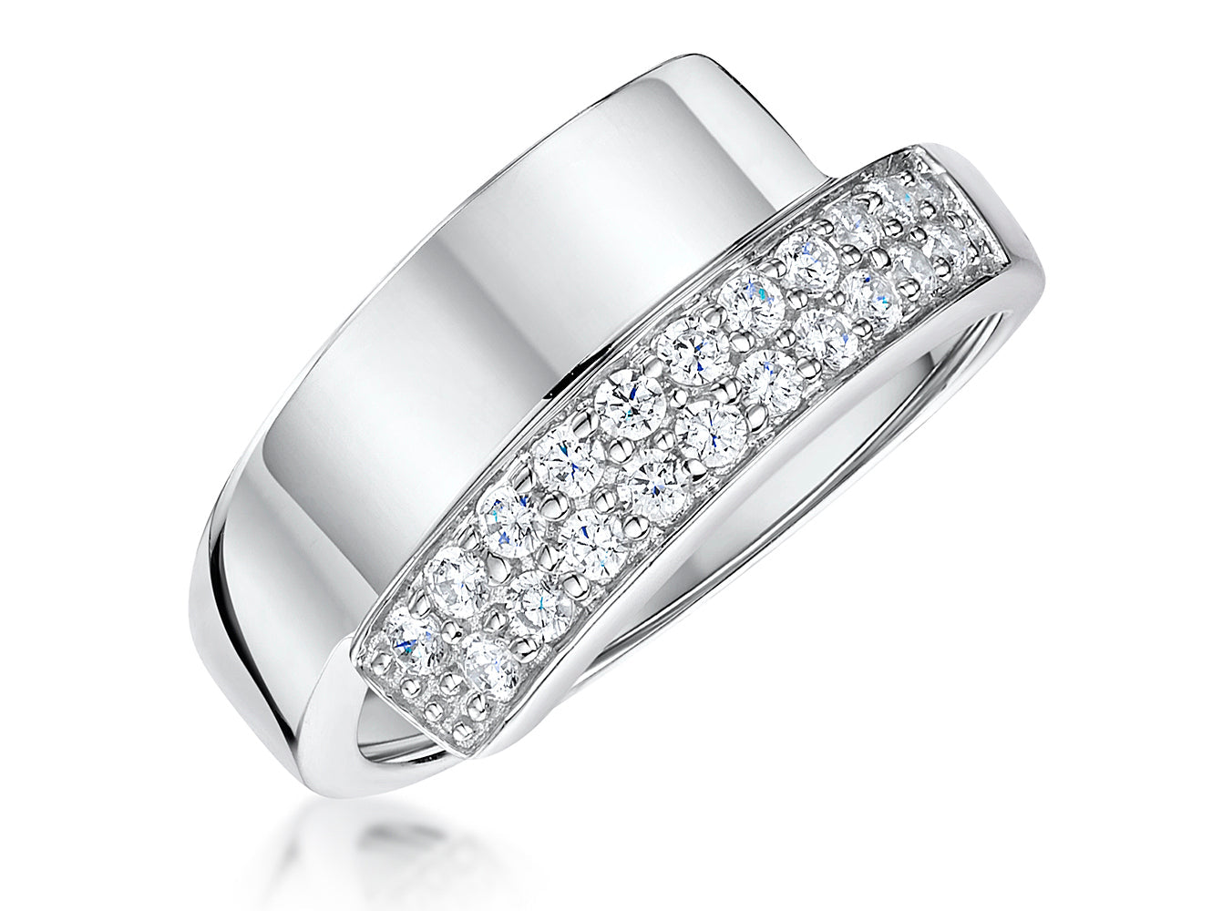 Sterling Silver Half Polished Ring