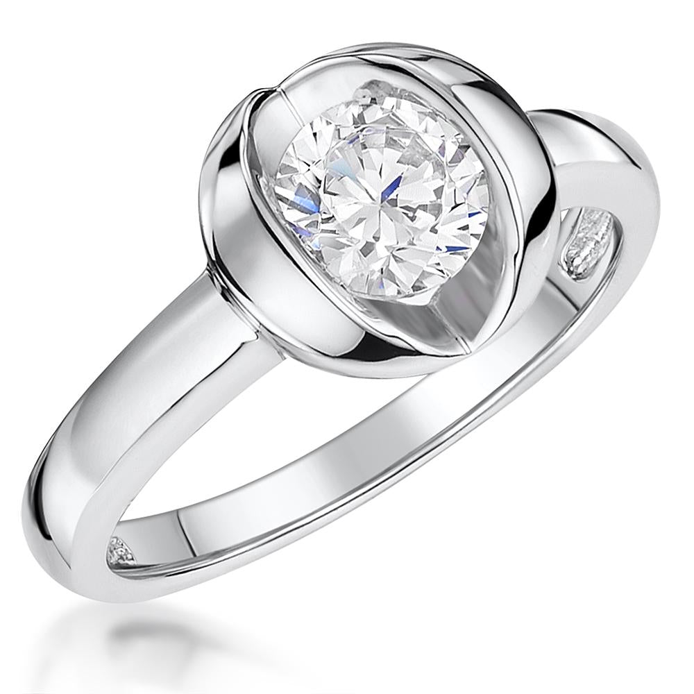 Sterling Silver Open Tension Set Cubic Zirconia Ring