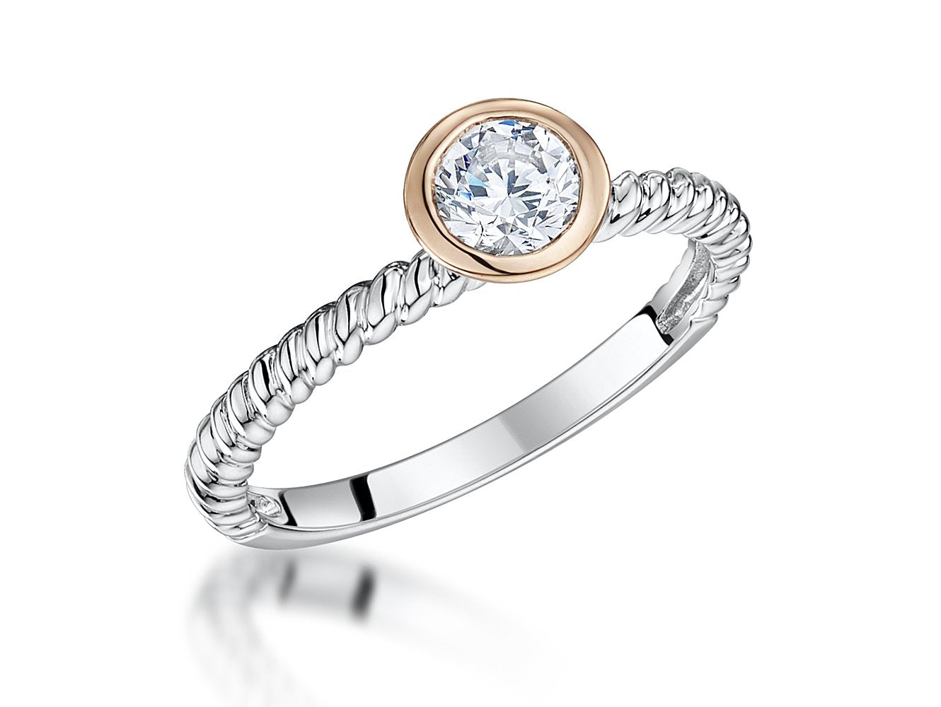 Sterling Silver Ring And Rose Gold Ring