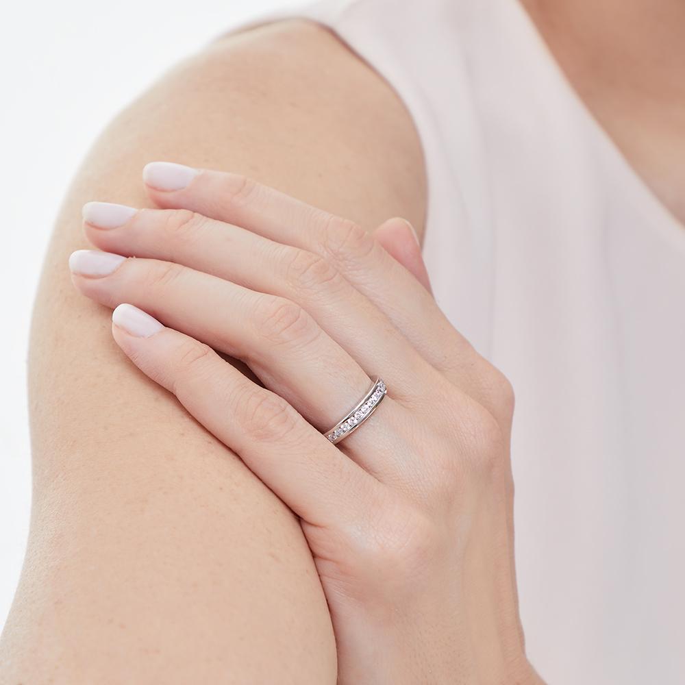 Sterling Silver Half Eternity Channel Set Ring| Premium Cubic Zirconia