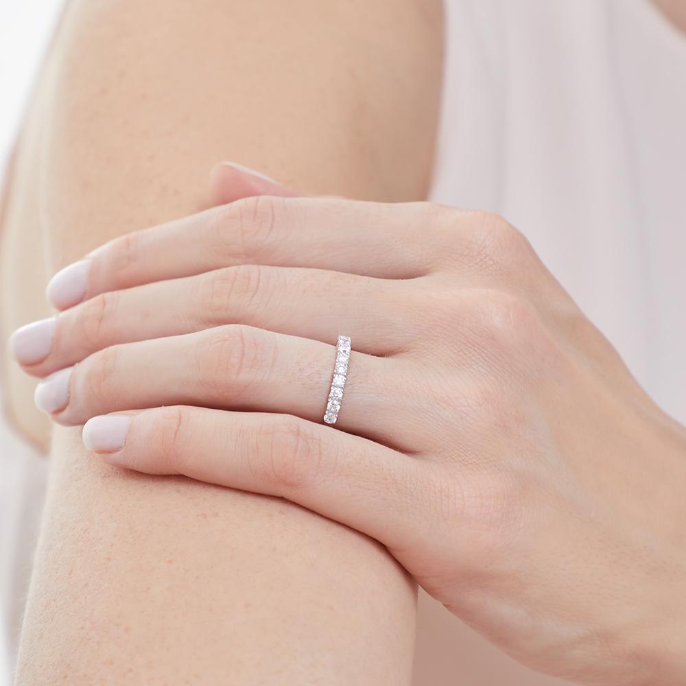 Sterling Silver Raised Claw Half Eternity Ring