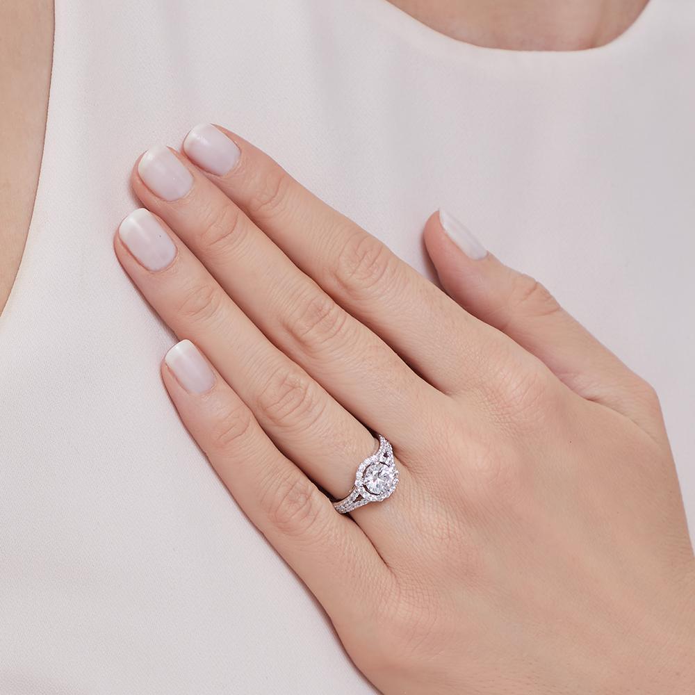 Sterling Silver Split Shoulder Halo Ring Set