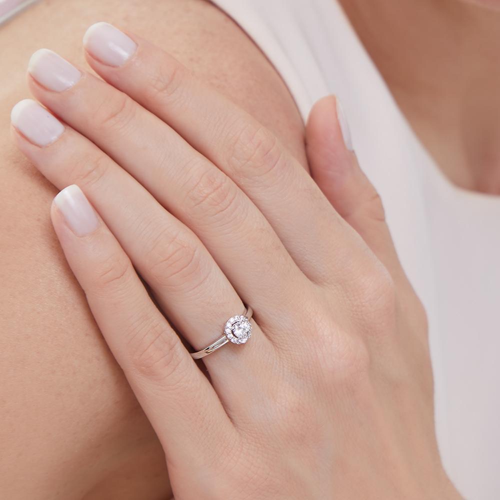 Sterling Silver Quarter Carat Halo Ring