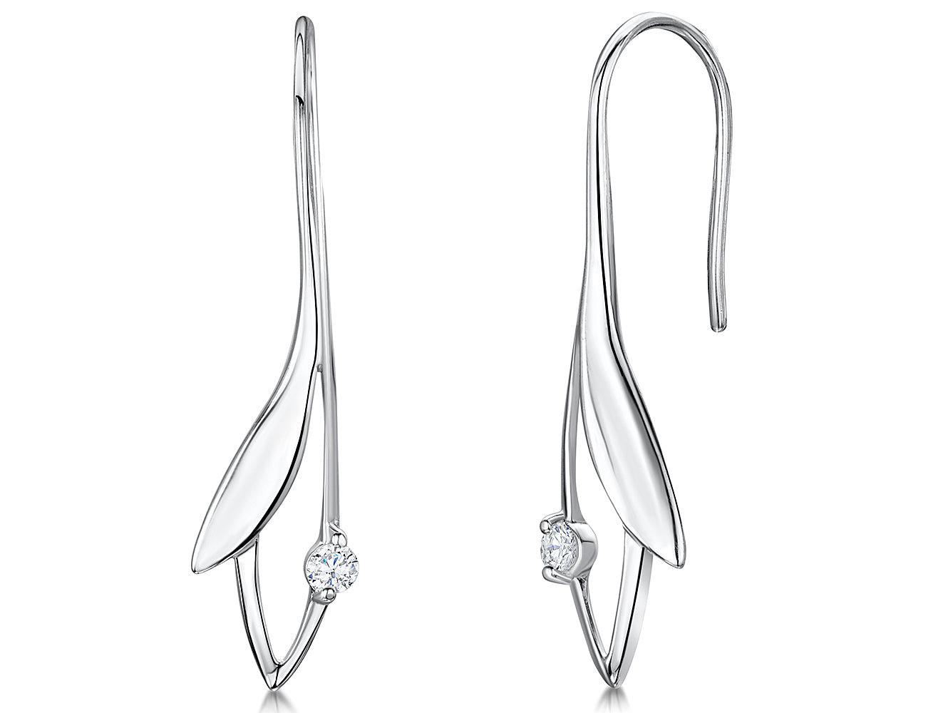 Sterling Silver Leaf Drop Earrings
