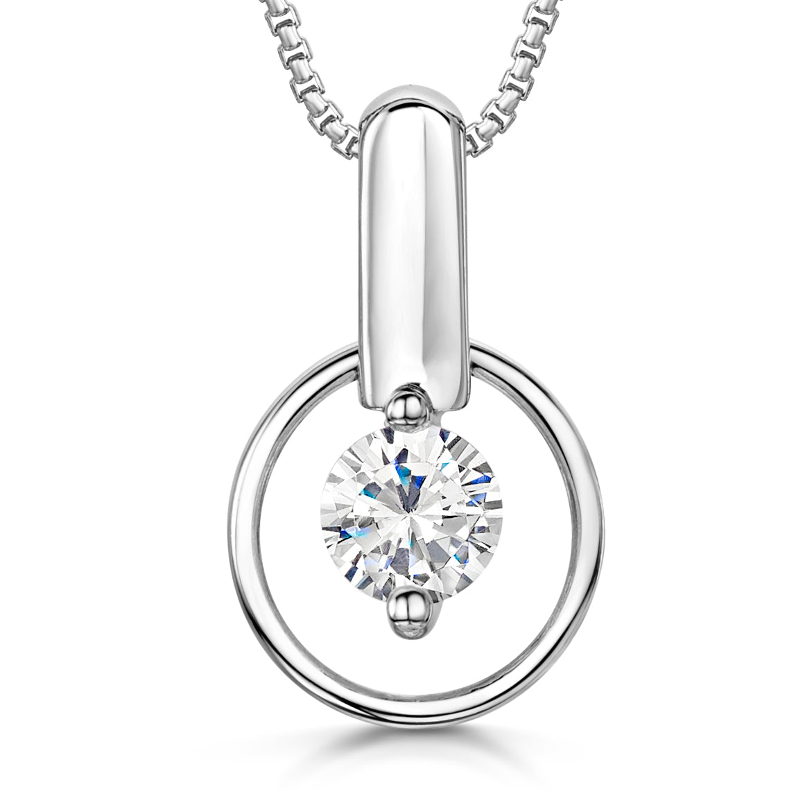Sterling Silver Floating Zirconia Circle Pendant
