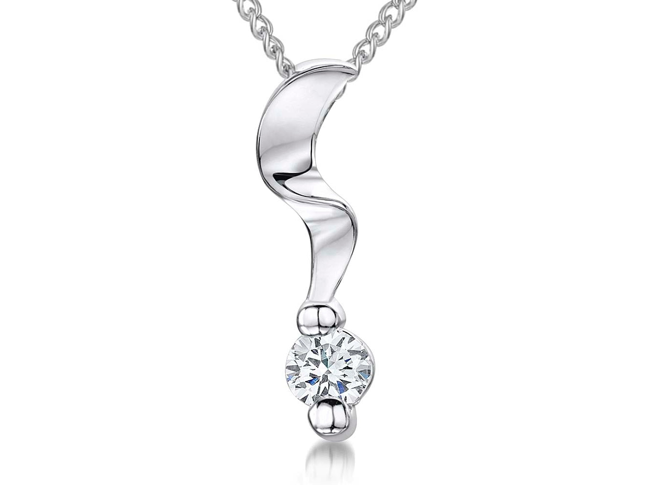 Sterling Silver Squiggle Pendant Set With Solitaire Cubic Zirconia