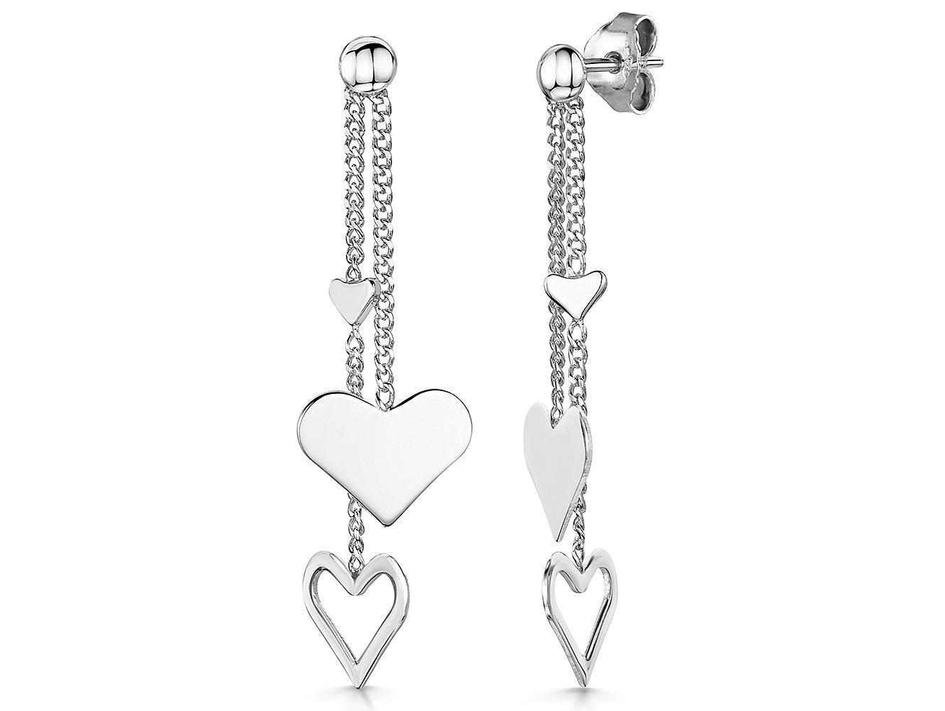 Sterling Silver Heart Drop Earrings
