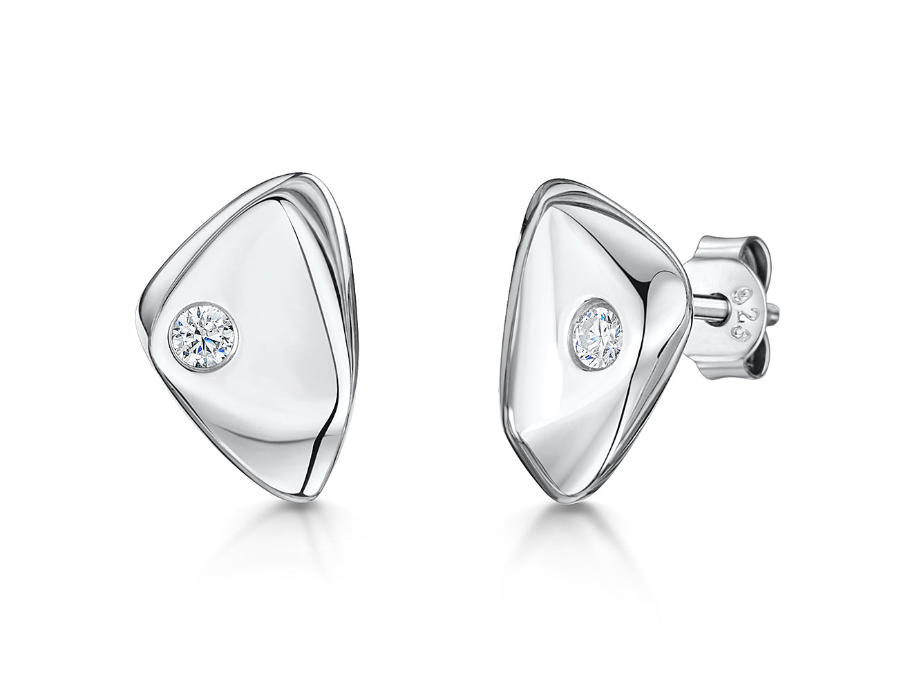 Sterling Silver Pebble Stud Set With Cubic Zirconia