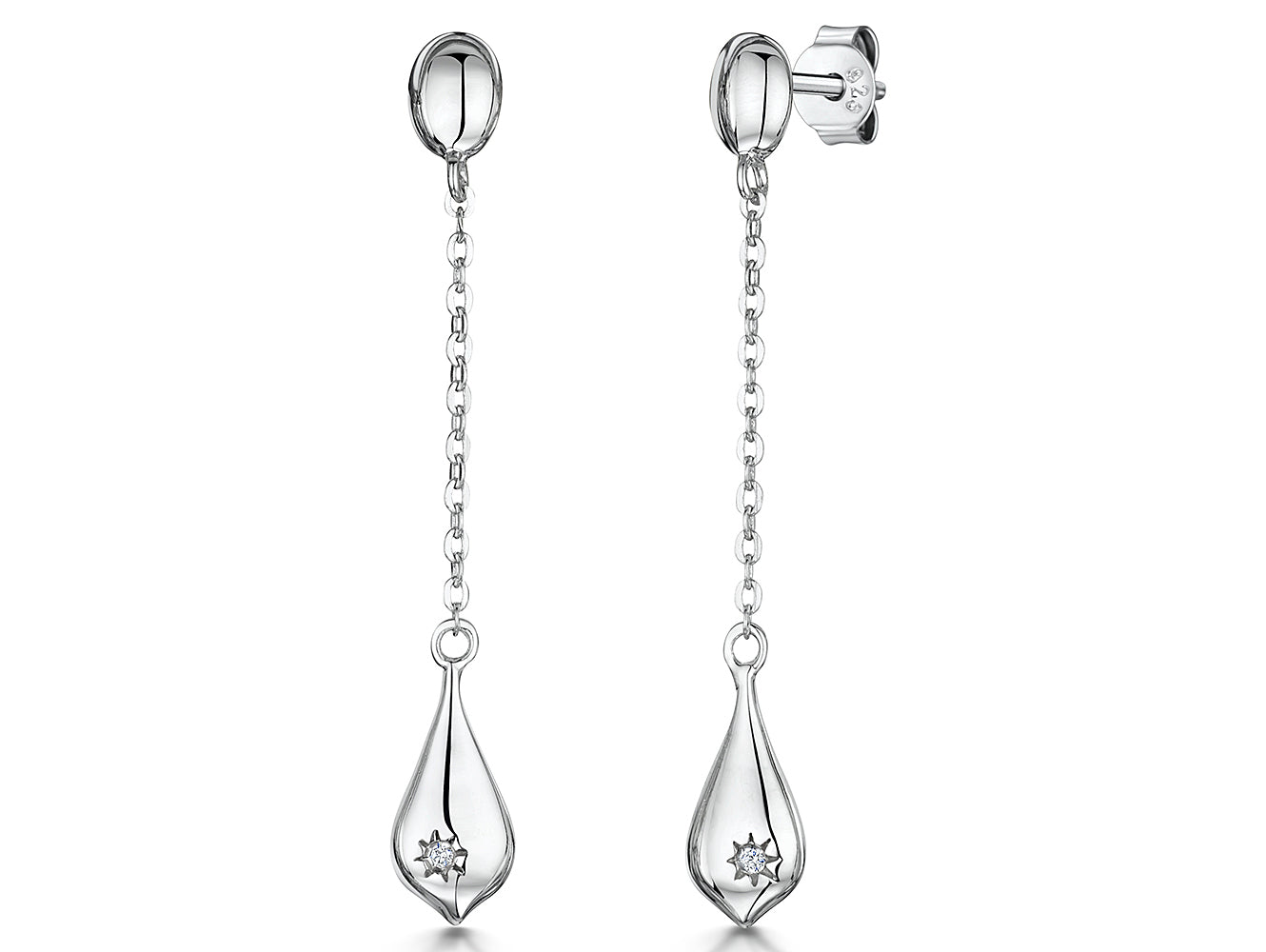 Sterling Silver Long Teardrop Earrings
