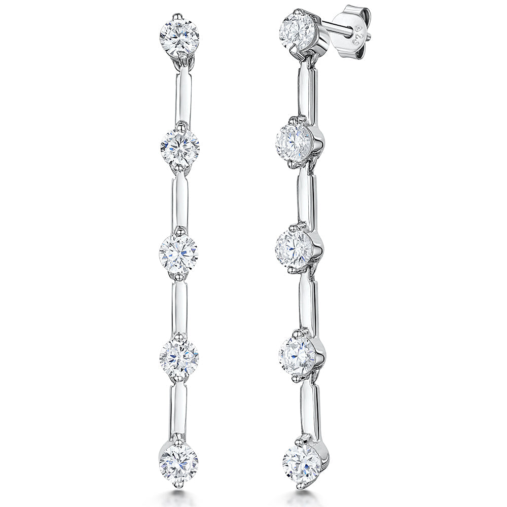 Sterling Silver Five Stone Drop Earrings