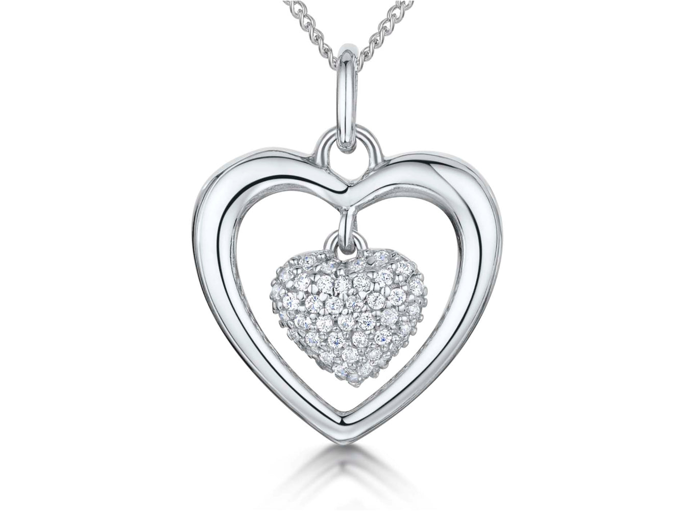 Sterling Silver Open Pendant With Heart Centre