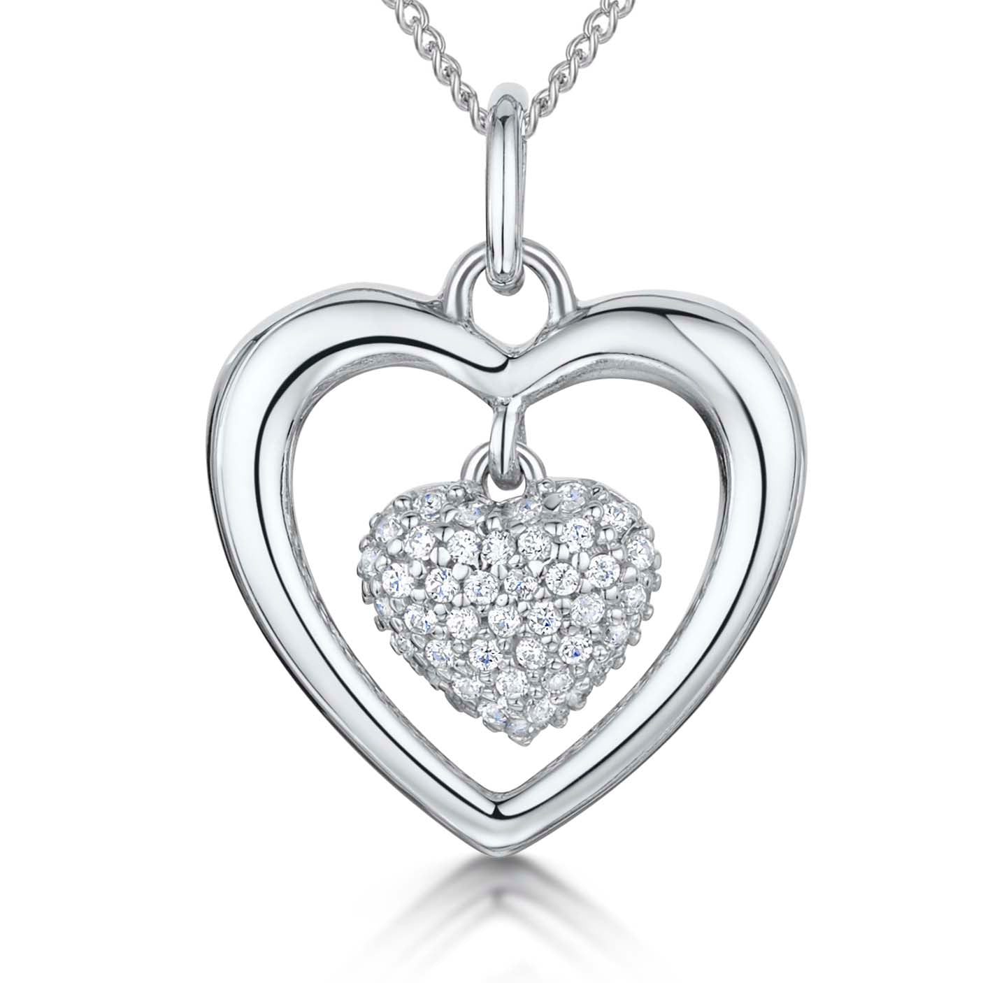 Sterling Silver Open Pendant With Heart Centre