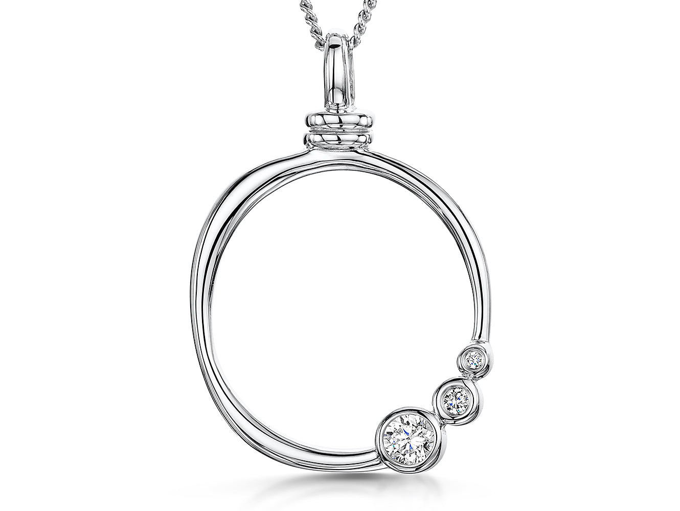 Sterling Silver Circle Pendant With Rubover Cubic Zirconia