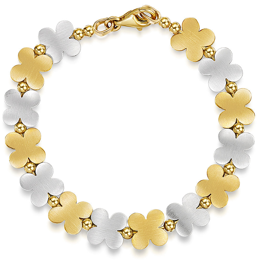 White & Yellow Gold Daisy Chain Bracelet
