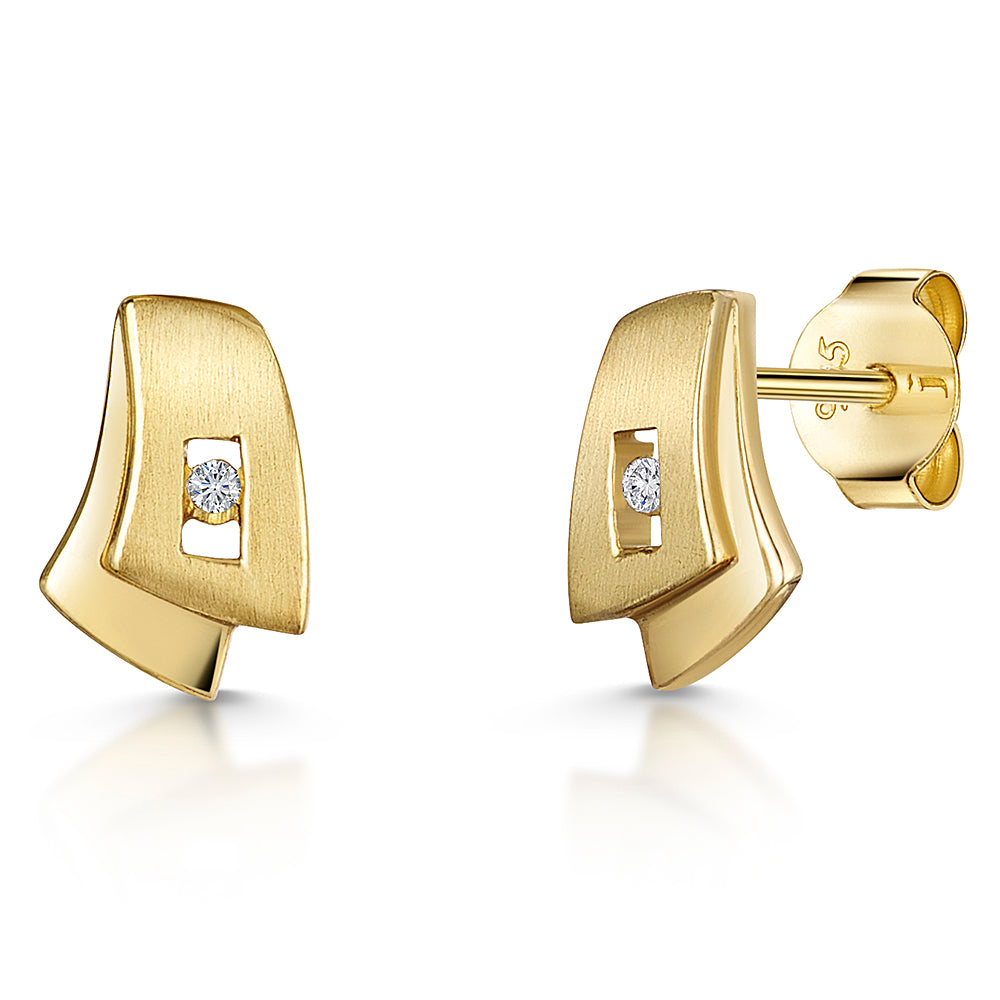Yellow Gold & Diamond Layered Studs