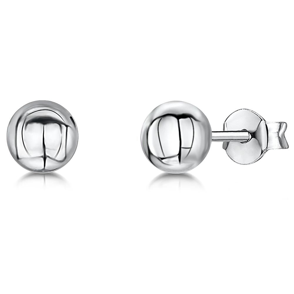 STERLING SILVER 5 MM HYPOALLERGENIC BALL STUD EARRINGS