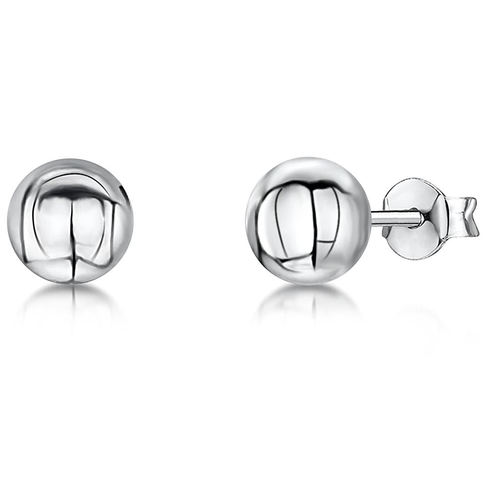 STERLING SILVER 6 MM HYPOALLERGENIC BALL STUD EARRINGS