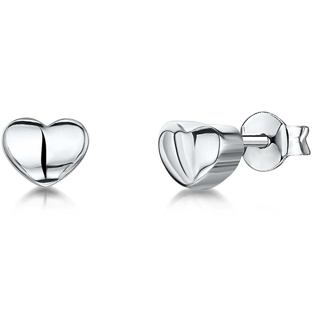 Sterling Silver Polished Chunky Heart Stud Earrings