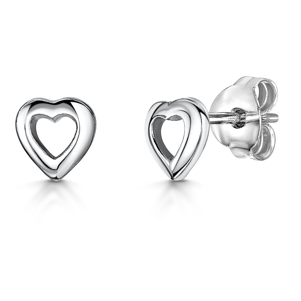 Sterling Silver Small Open Heart Earrings