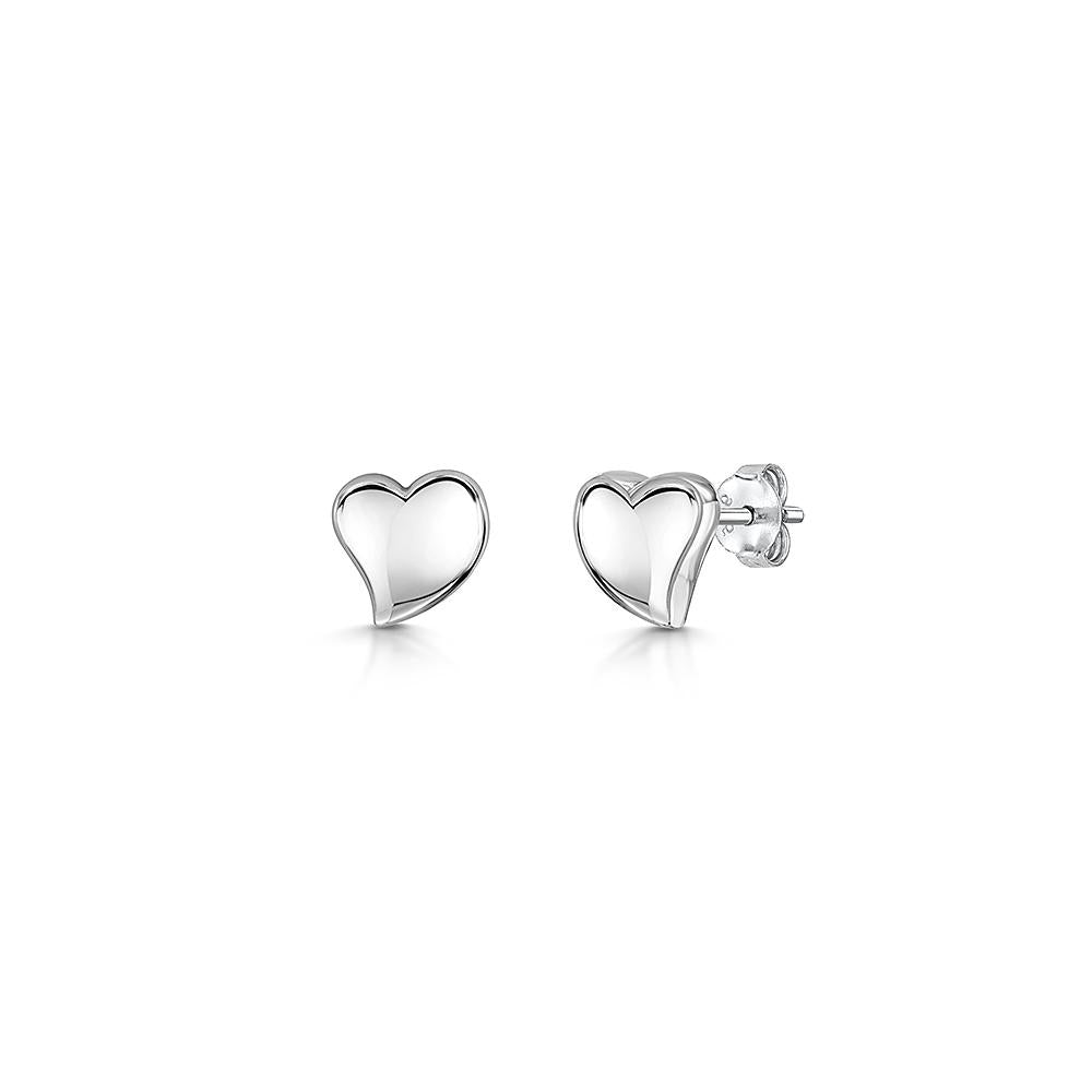 Sterling Silver Chunky Offset Heart Earrings