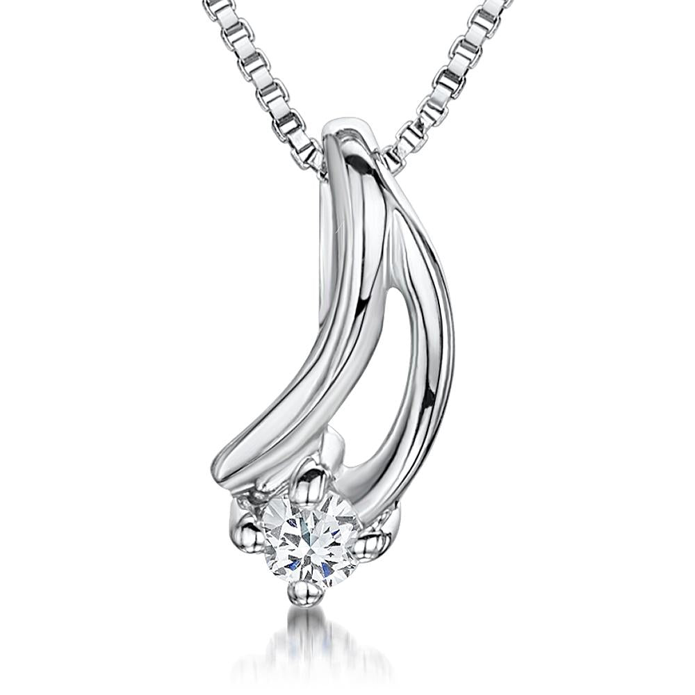Sterling Silver Cubic Zirconia Curve Pendant
