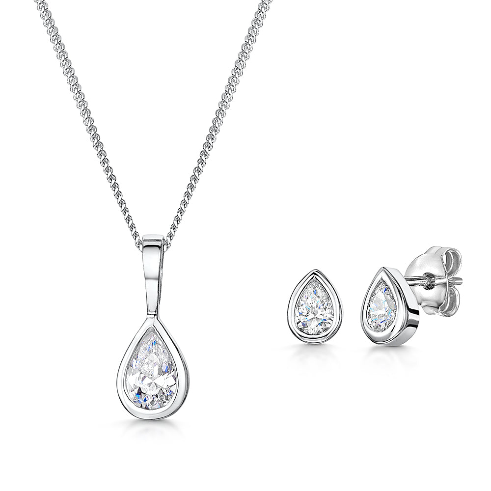 Sterling Silver Teardrop Pendant And Earrings