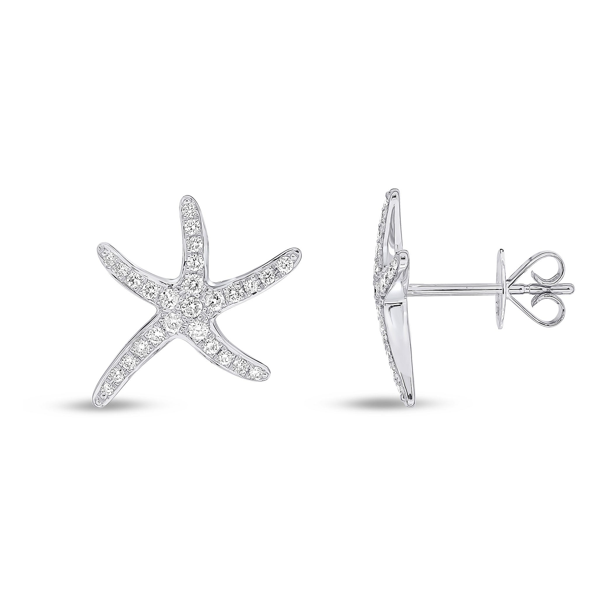 18CT WG DIAMOND PAVE SET 'STARFISH' STUD EARRINGS.SMALL