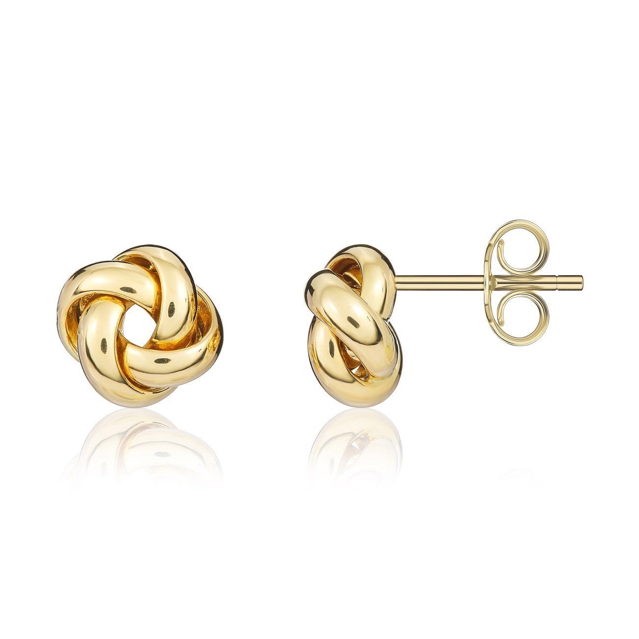 18CT YG 8MM POLISHED 4 STRAND KNOT EARRINGS