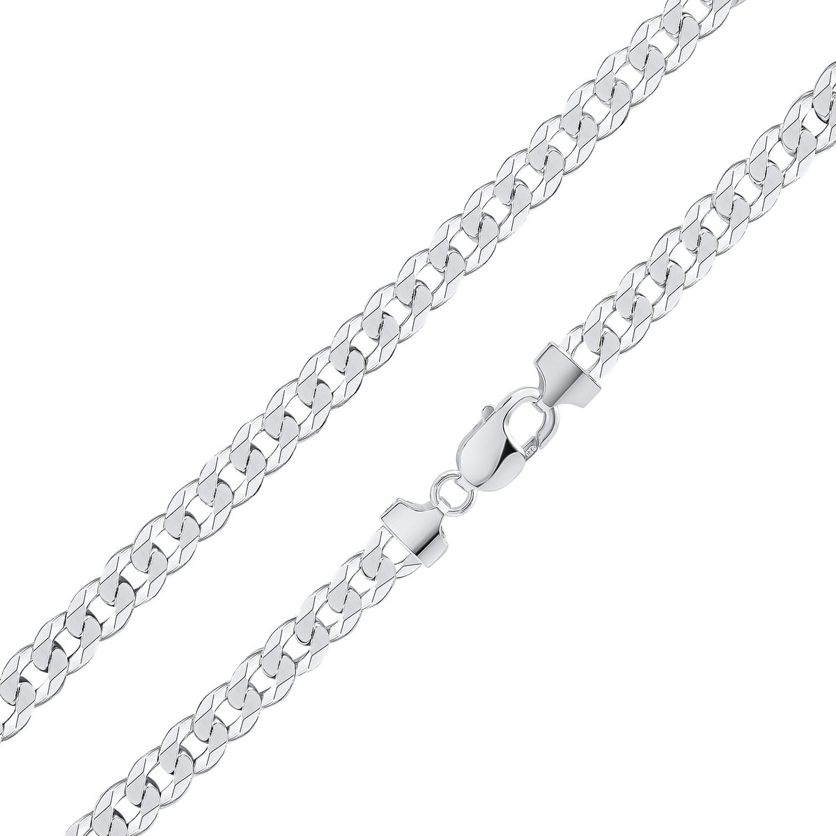 Silver 7.5mm Curb Necklace 24"