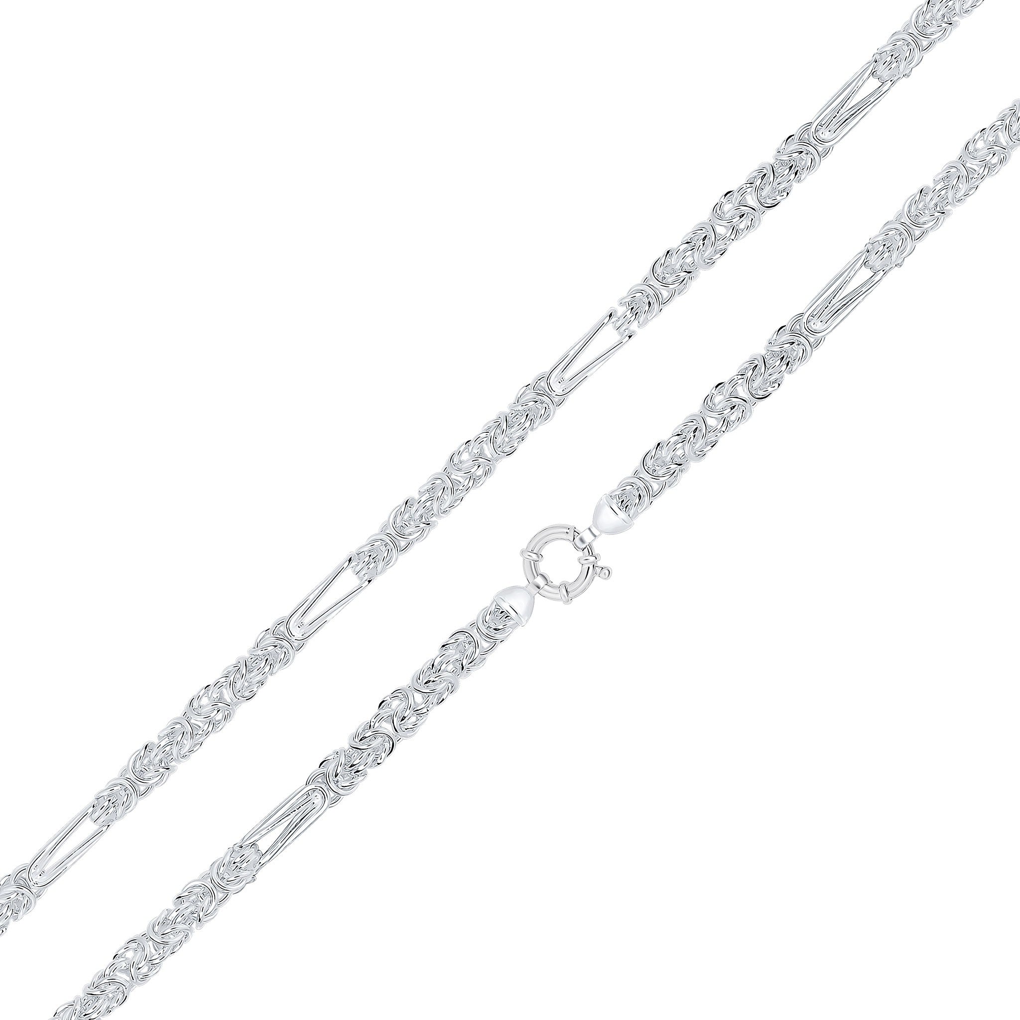 Silver 5mm Byzantine Long/Short 18" Bolt Ring
