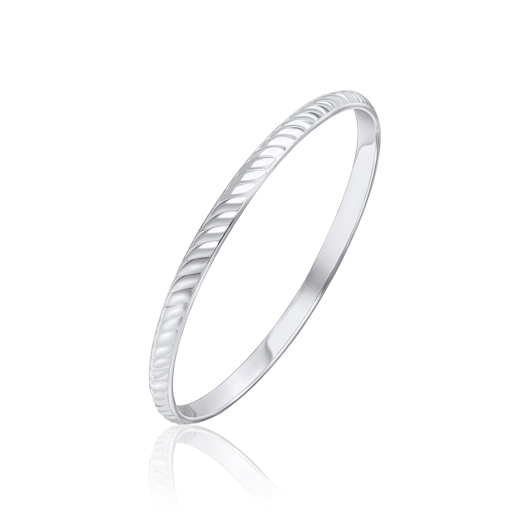 Silver 5mm Court Bangle with Rope Pattern