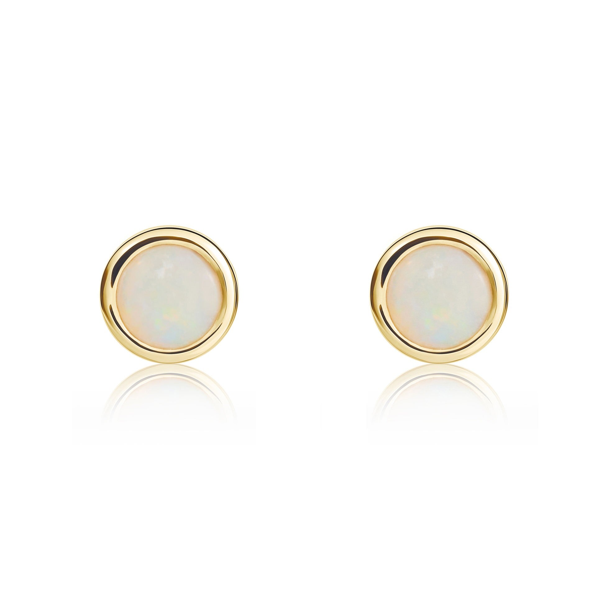 9CT YG 4MM ROUND OPAL RUBOVER STUD EARRINGS