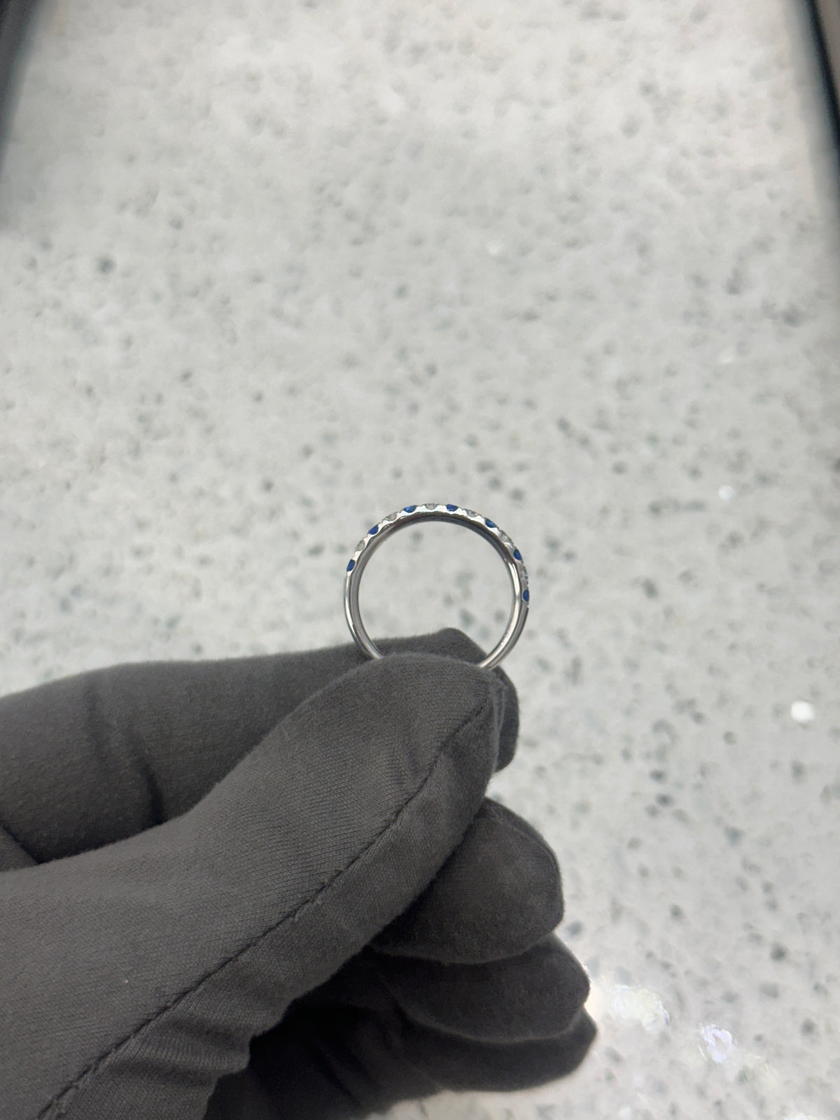 18ct White Gold Sapphire & Diamond Half Eternity Ring