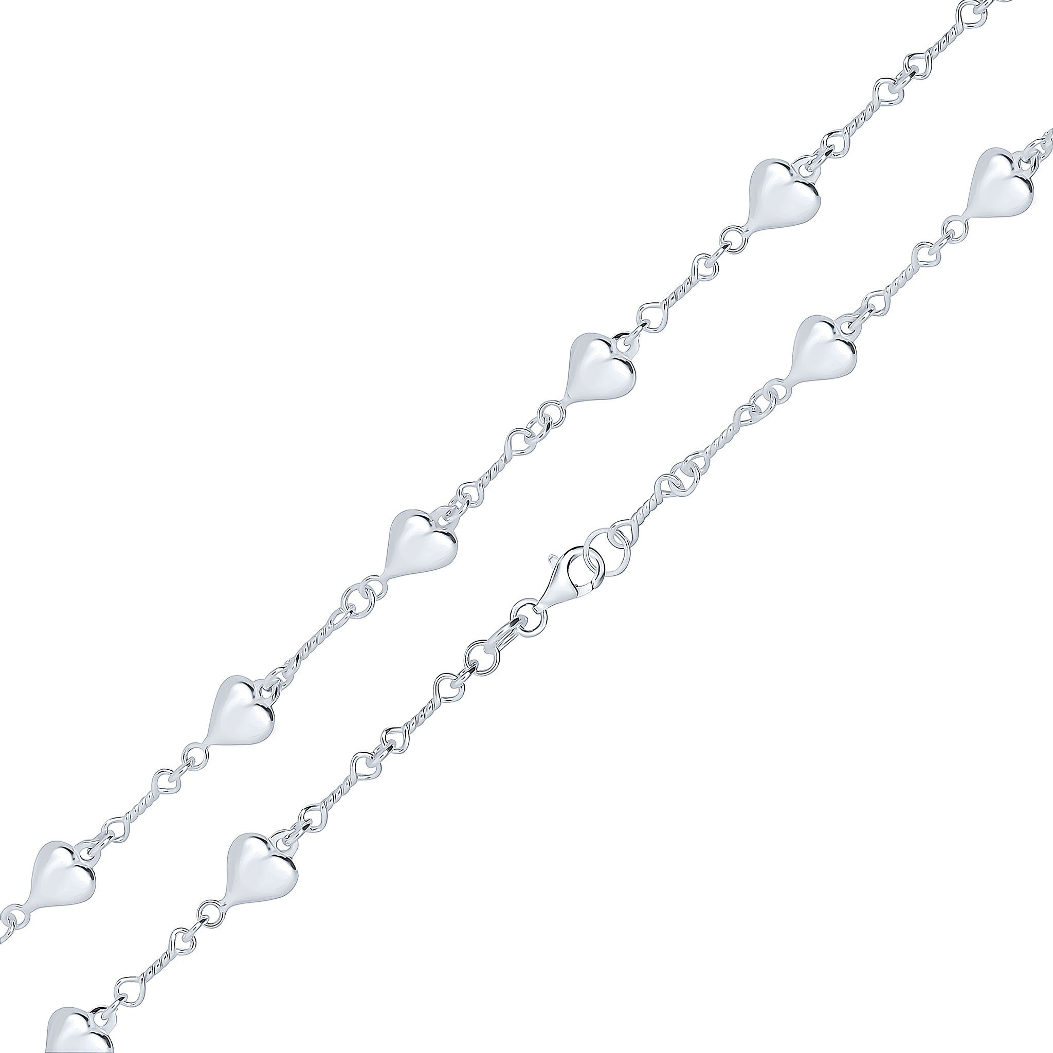 Silver 8.5mm Heart Twist Link 7.5"