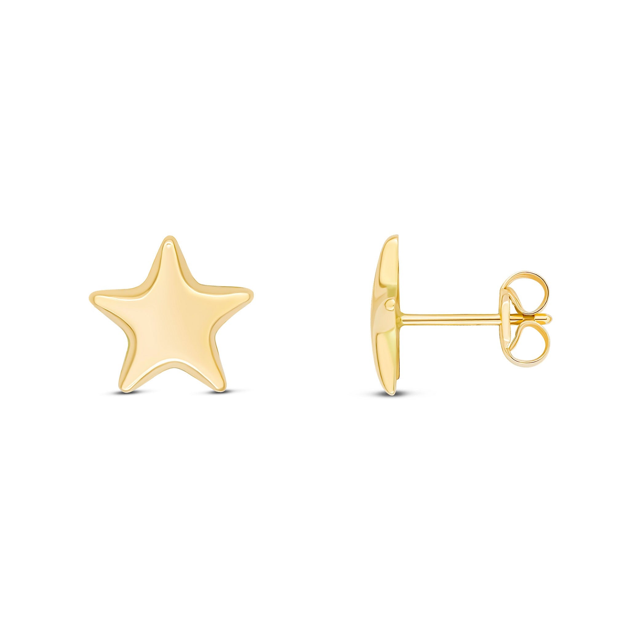9CT YELLOW GOLD POLISHED FINISH 9MM STAR STUD EARRINGS