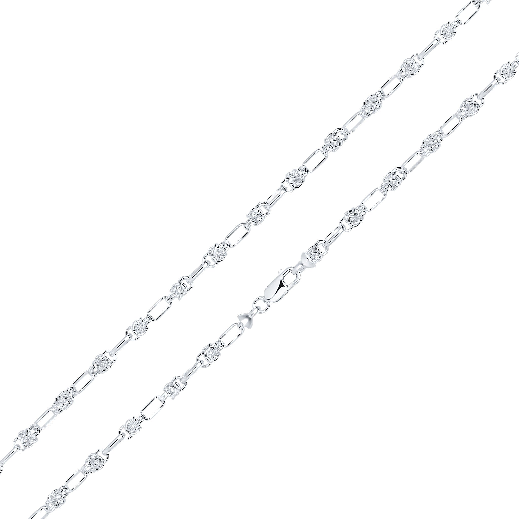 Silver 4.6mm Byzantine Oval Link 7.5"