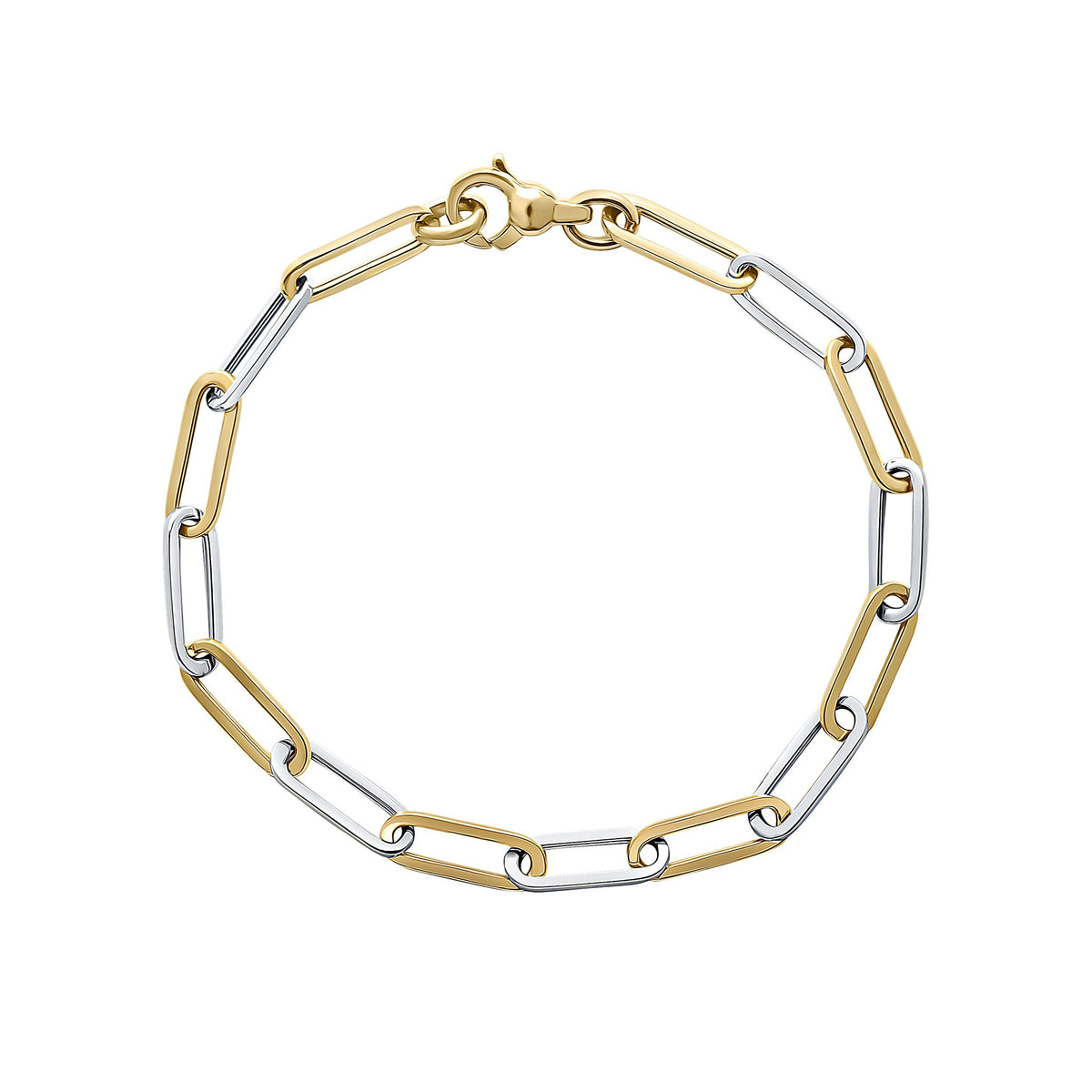 9CT YELLOW AND WHITE GOLD OVAL PAPERCHAIN LINK BRACELET