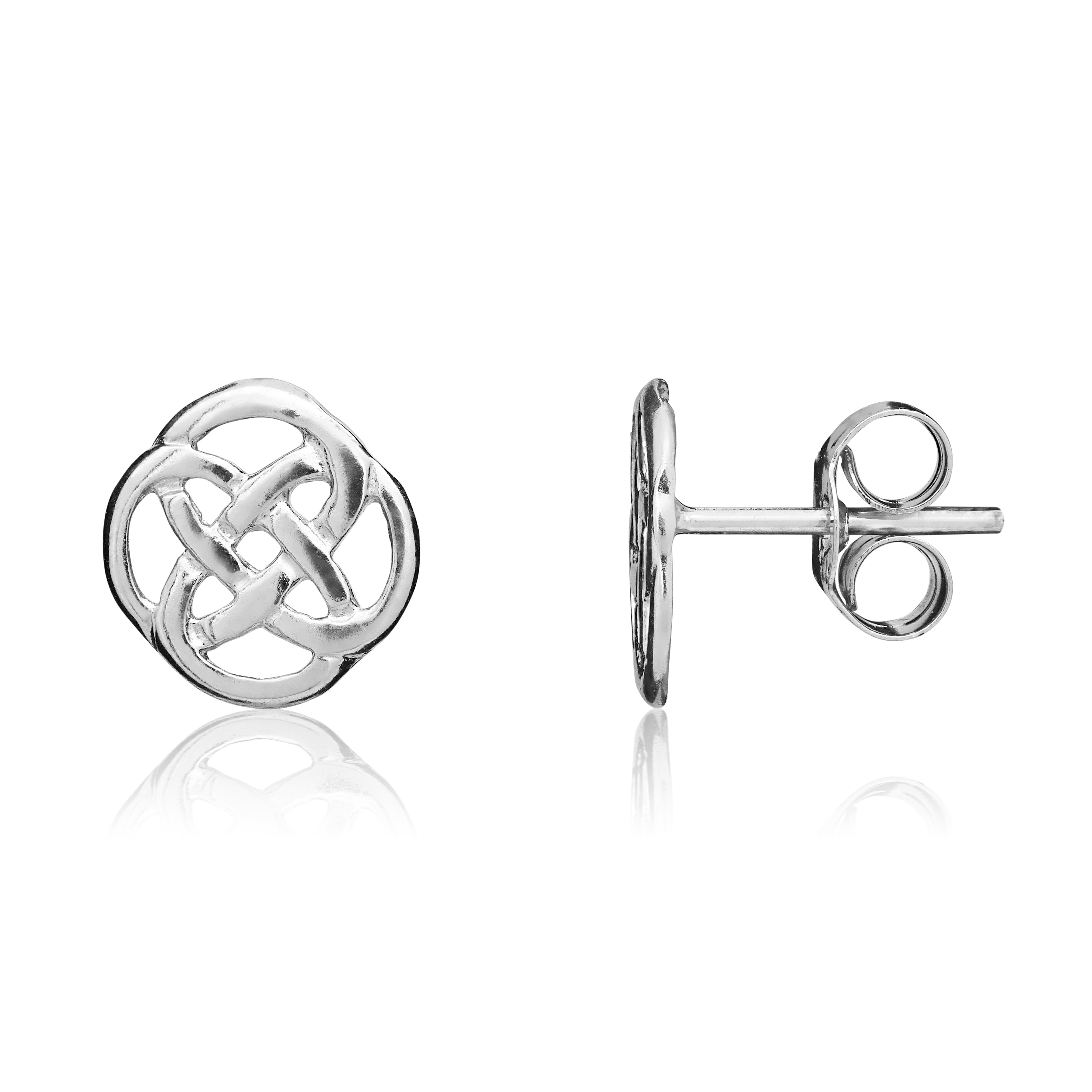 9CT WG POLISHED ROUND CELTIC STYLE STUD EARRINGS