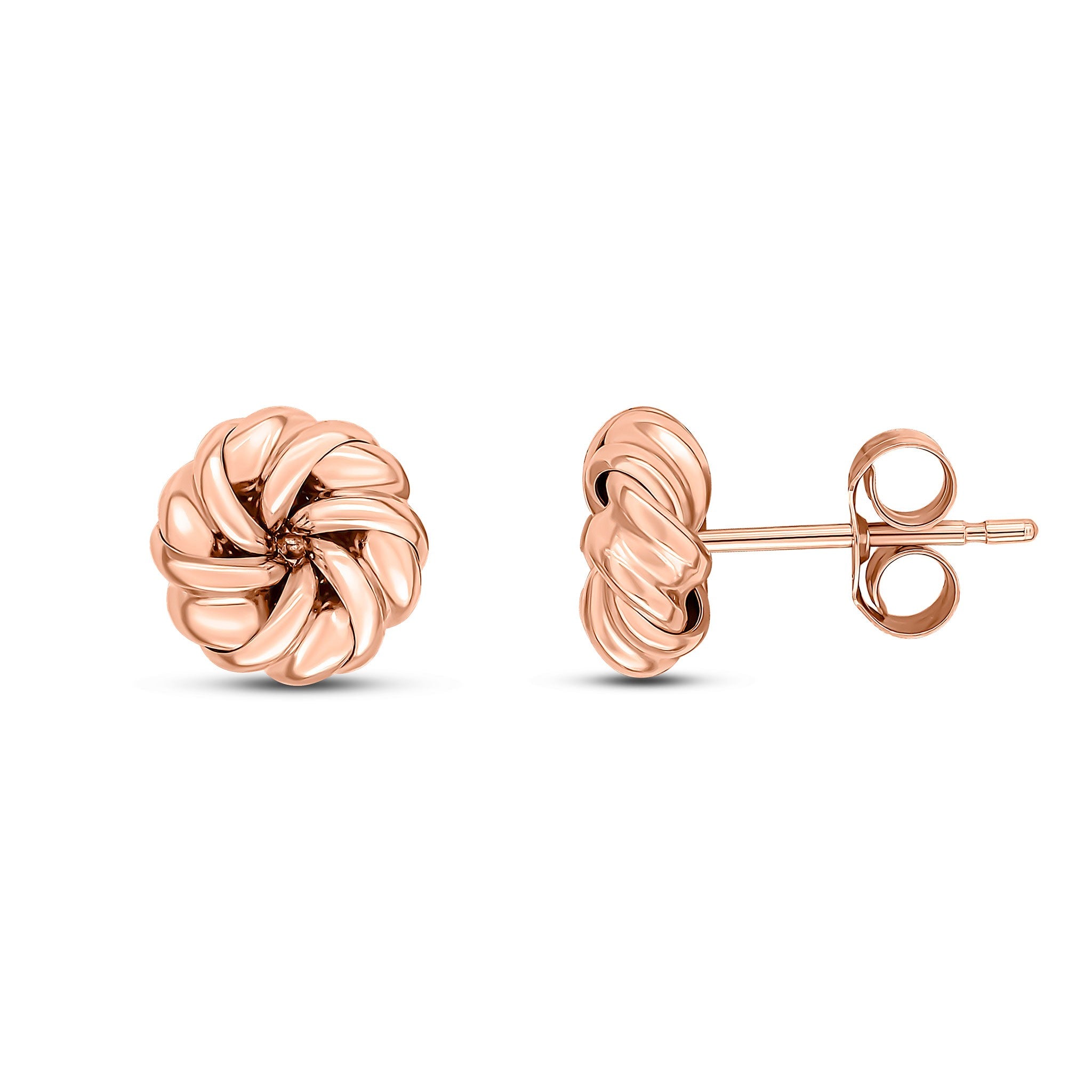 9CT ROSE GOLD RIBBON SWIRL STUD EARRINGS