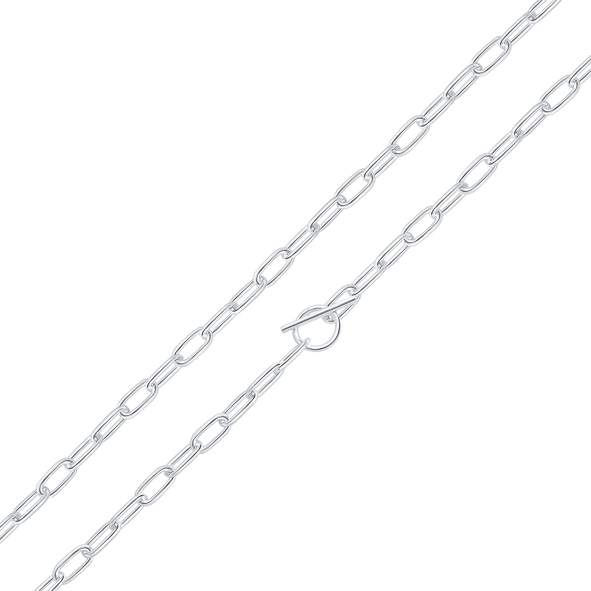 Silver 7x16mm Paperclip Chain T-Bar 7"