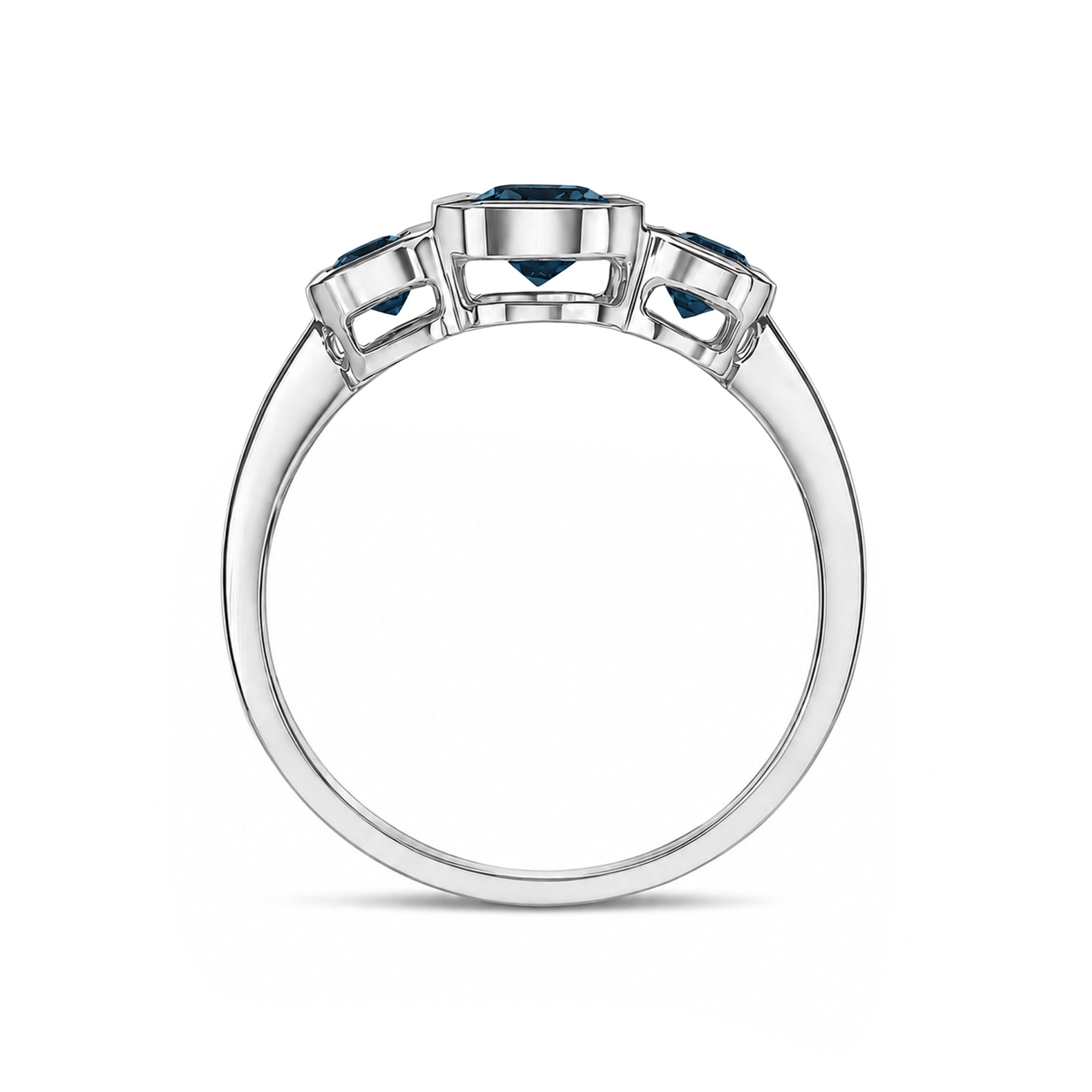 9CT WG OCTAGON LONDON BLUE TOPAZ RUBOVER SET 3ST RING