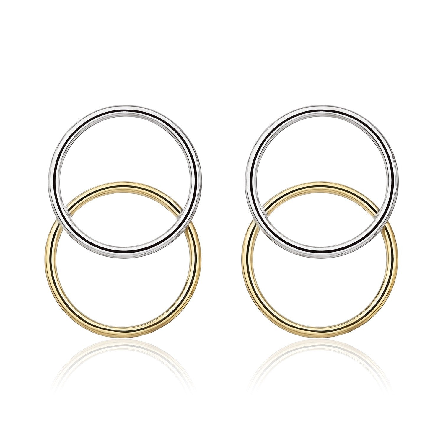 9CT YWG OVERLAPPED OPEN CIRCLES EARRINGS
