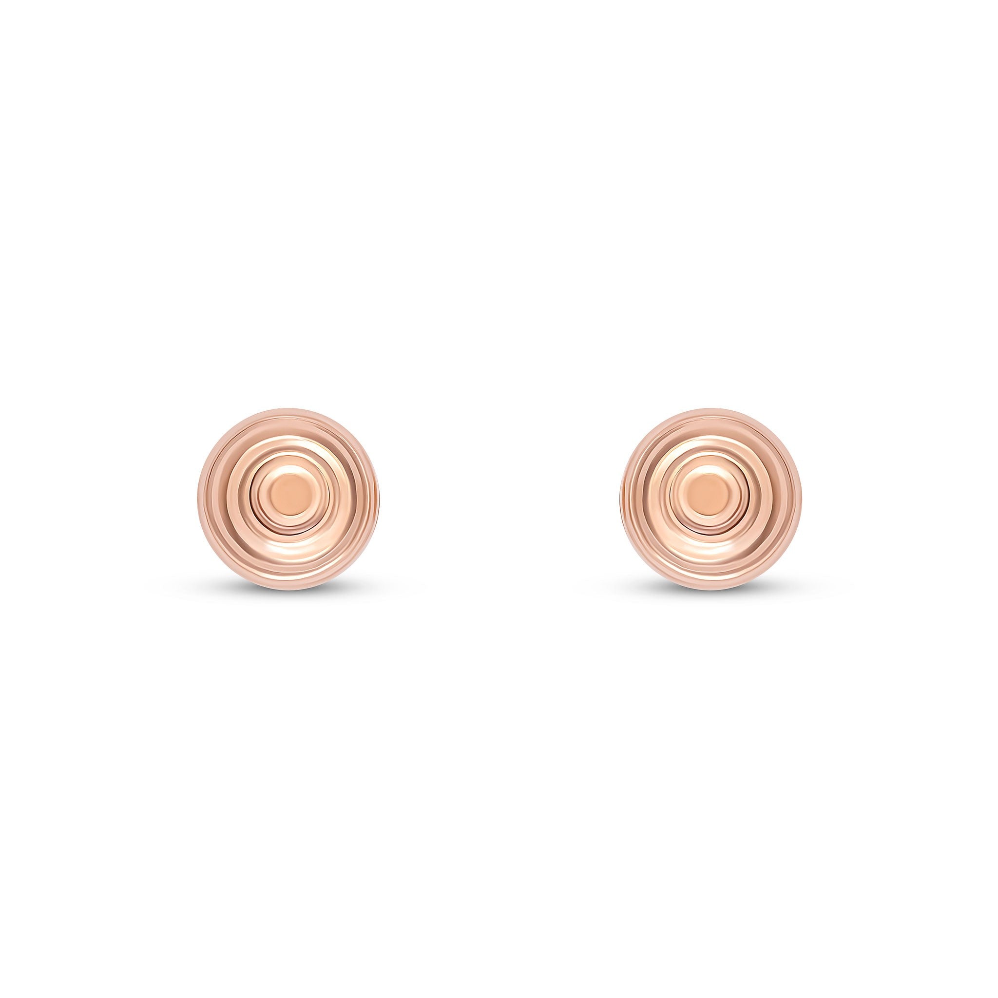 9CT ROSE GOLD STRIPED/POLISHED 7MM BALL STUD EARRINGS