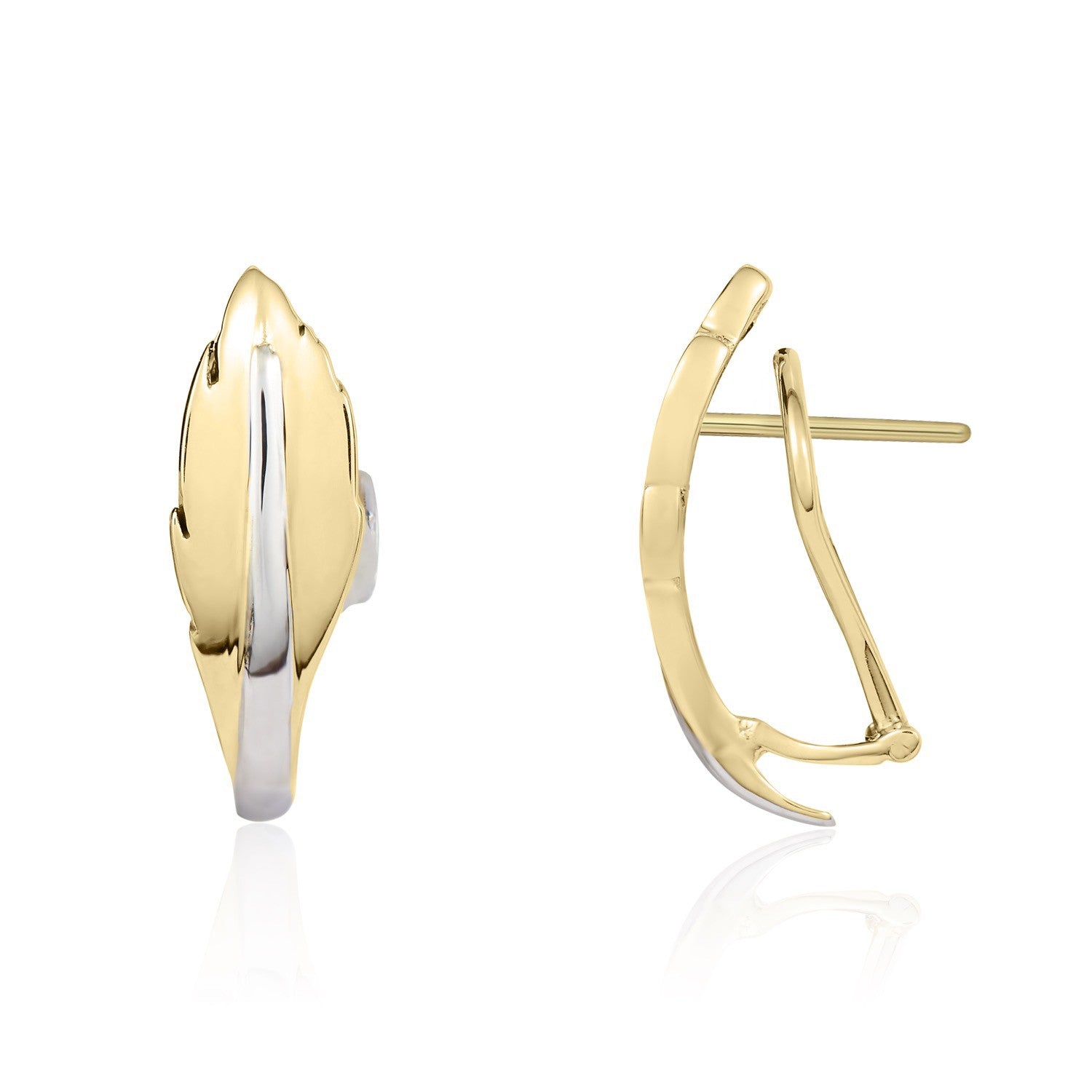 9CT YWG LEAF DESIGN PEG AND CLIP EARRINGS