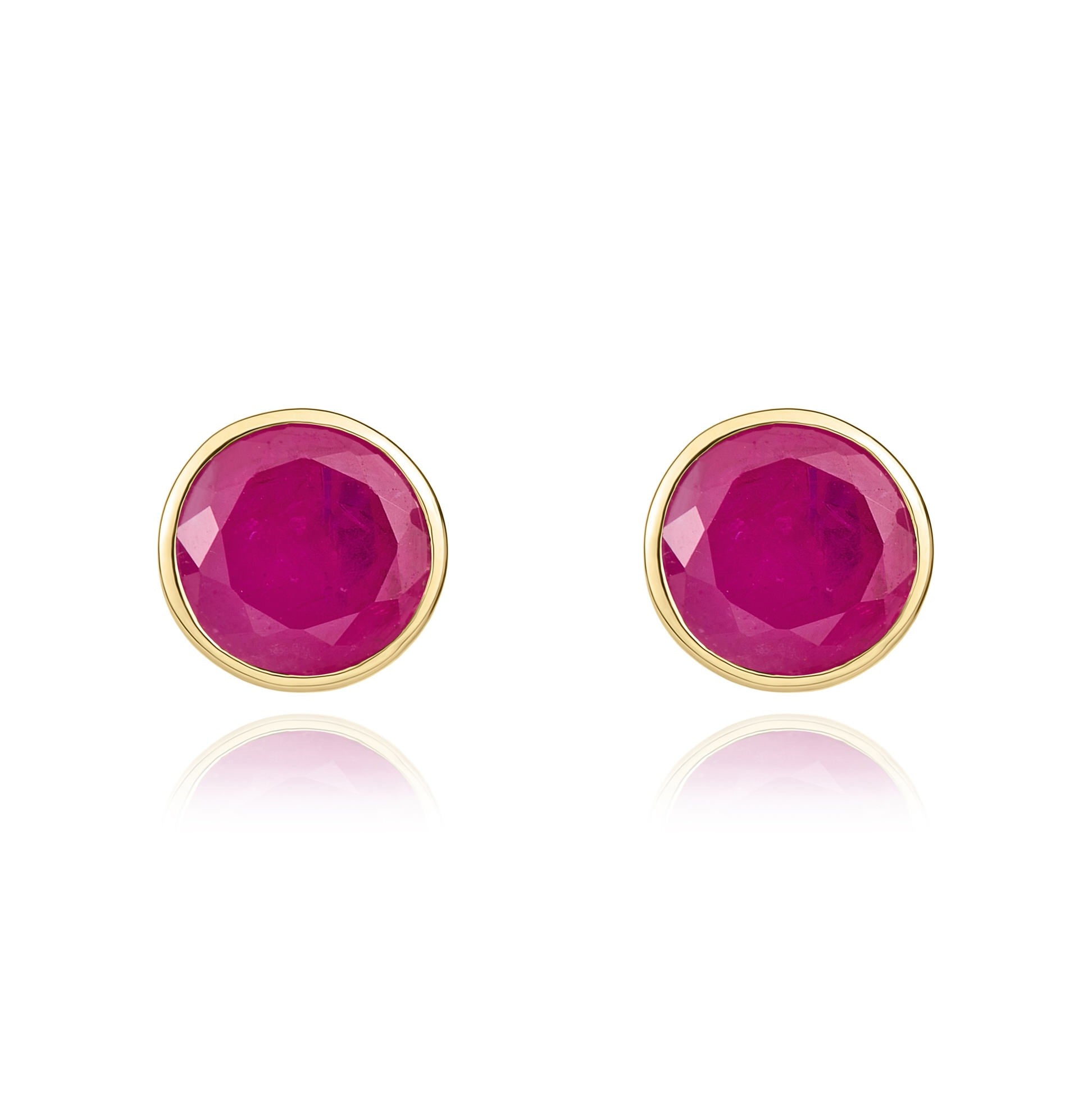 9CT YG 5MM ROUND RUBY RUBOVER STUD EARRINGS
